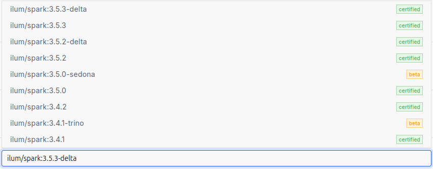 Ilum Spark Version Selection Interface